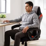 Silla Gaming Ergonómica Reclinable con Ruedas Gris, Negro y Rojo