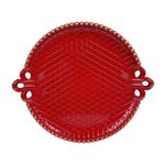 Plato Base Decorativo con Asas Relieve Geométrico 37 x 32 cm Rojo