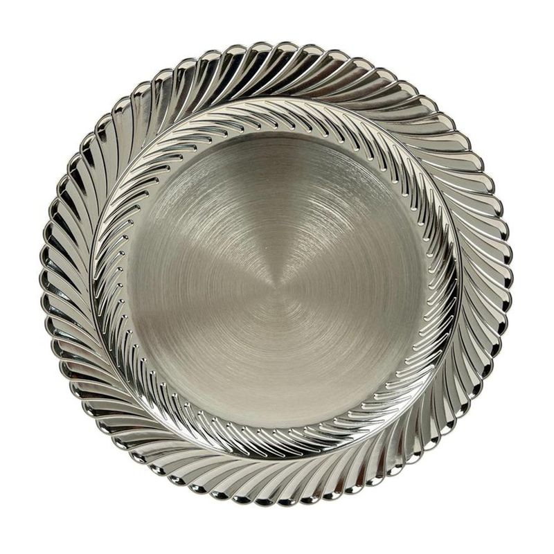 Plato Base Decorativo con Espiral Relieve 33 x 33 x 2 cm Champán