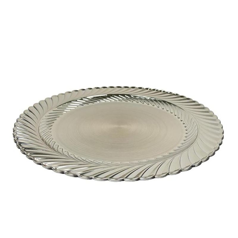 Plato Base Decorativo con Espiral Relieve 33 x 33 x 2 cm Champán