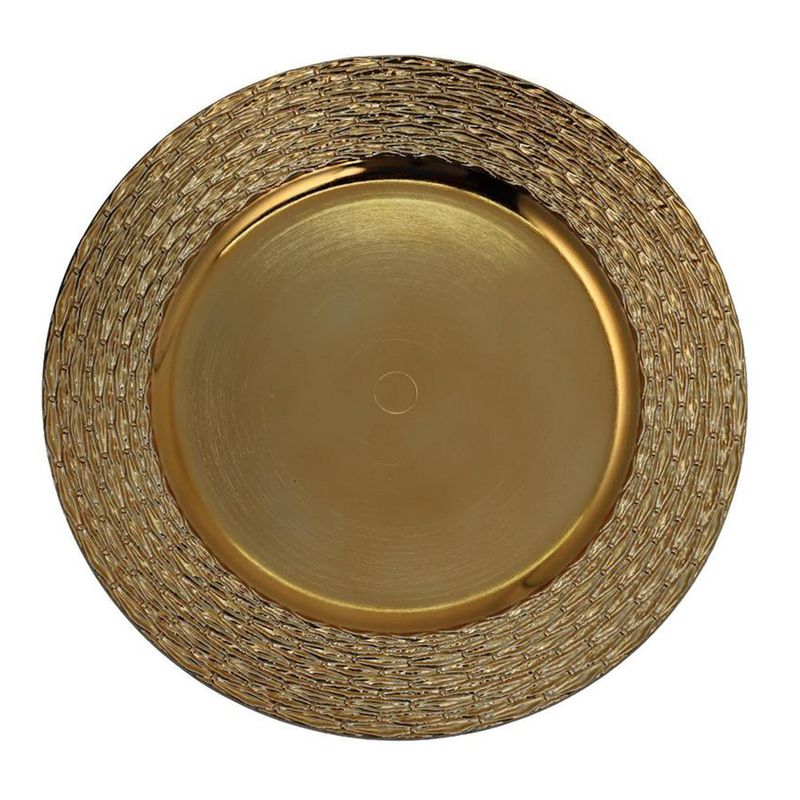 Plato Base Decorativo Trenzado Dorado 33 x 33 cm