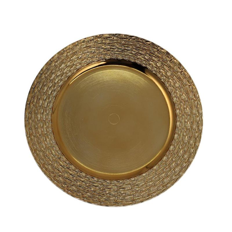 Plato Base Decorativo Trenzado Dorado 33 x 33 cm