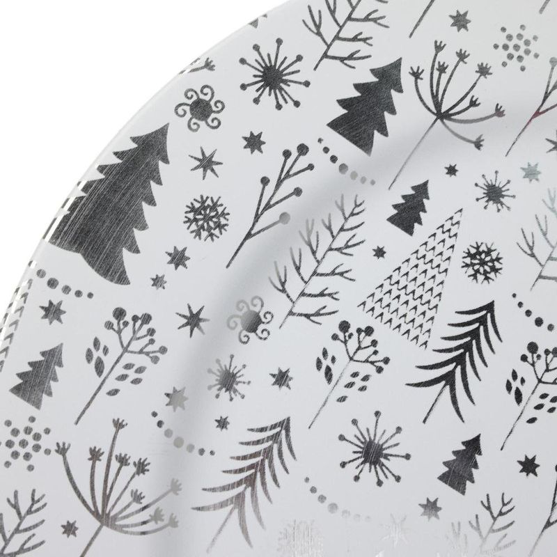 Plato Base Navideño con Diseño Invernal 33 x 33 cm Plateado