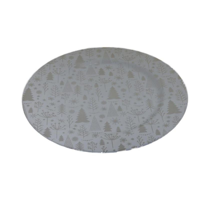 Plato Base Navideño con Diseño Invernal 33 x 33 cm Plateado
