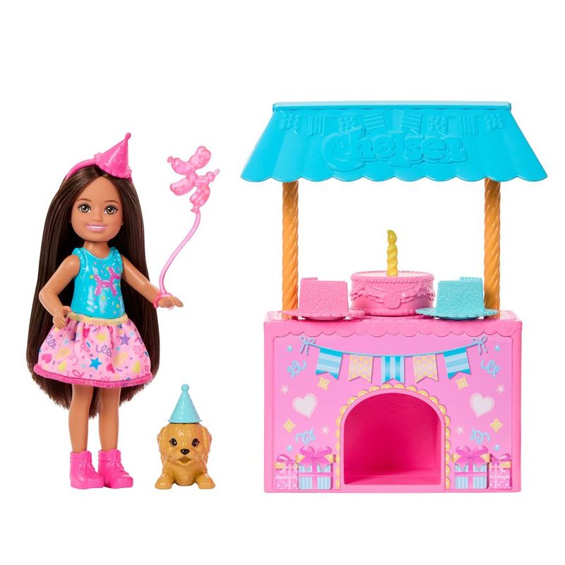 Set con Muñeca y Escenario Chelsea Fiesta de Cumpleaños Barbie Family & Friends