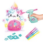 Peluche con Aerógrafo Gatito Kawaii Personalizable Color Blanco y Rosado