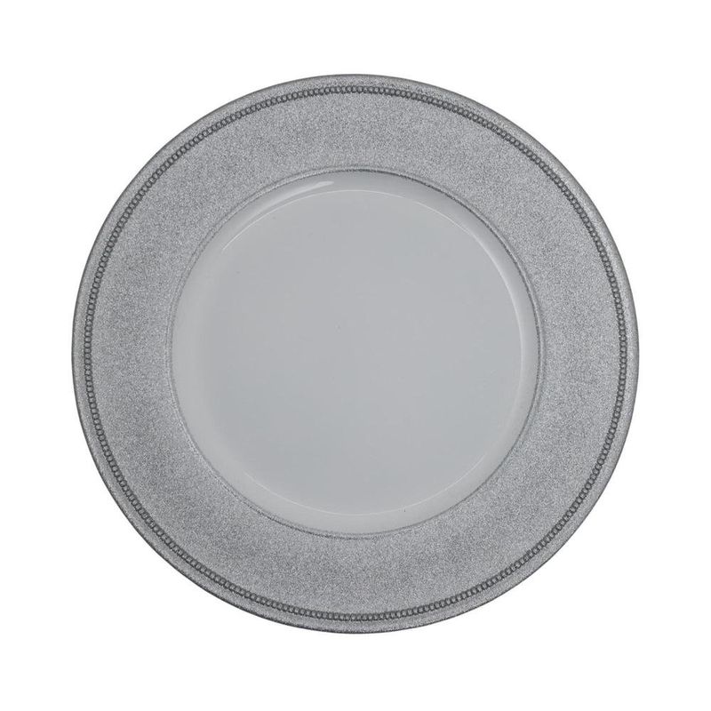 Plato Base Decorativo Escarchado Plateado 33 x 33 cm