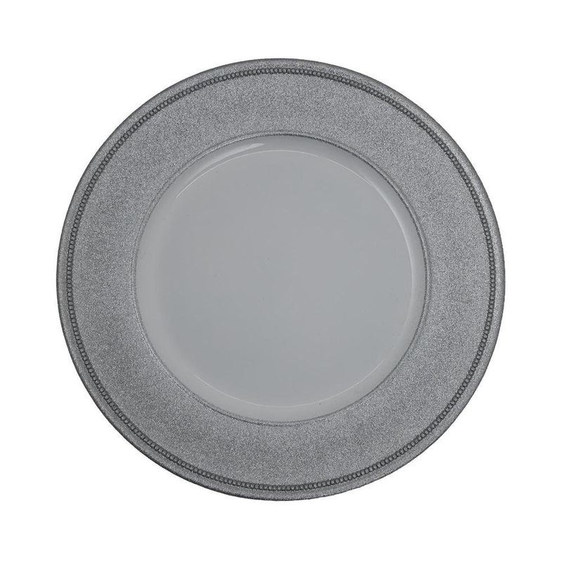 Plato Base Decorativo Escarchado Plateado 33 x 33 cm