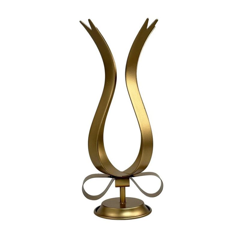 Portavelas Decorativo de Metal Dorado con Diseño Minimalista 33 cm