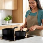 Set de Cacerola de 14 cm y Sartén de 18 cm de Aluminio Color Negro