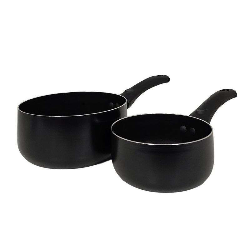 Set de Cacerola de 14 cm y Sartén de 18 cm de Aluminio Color Negro