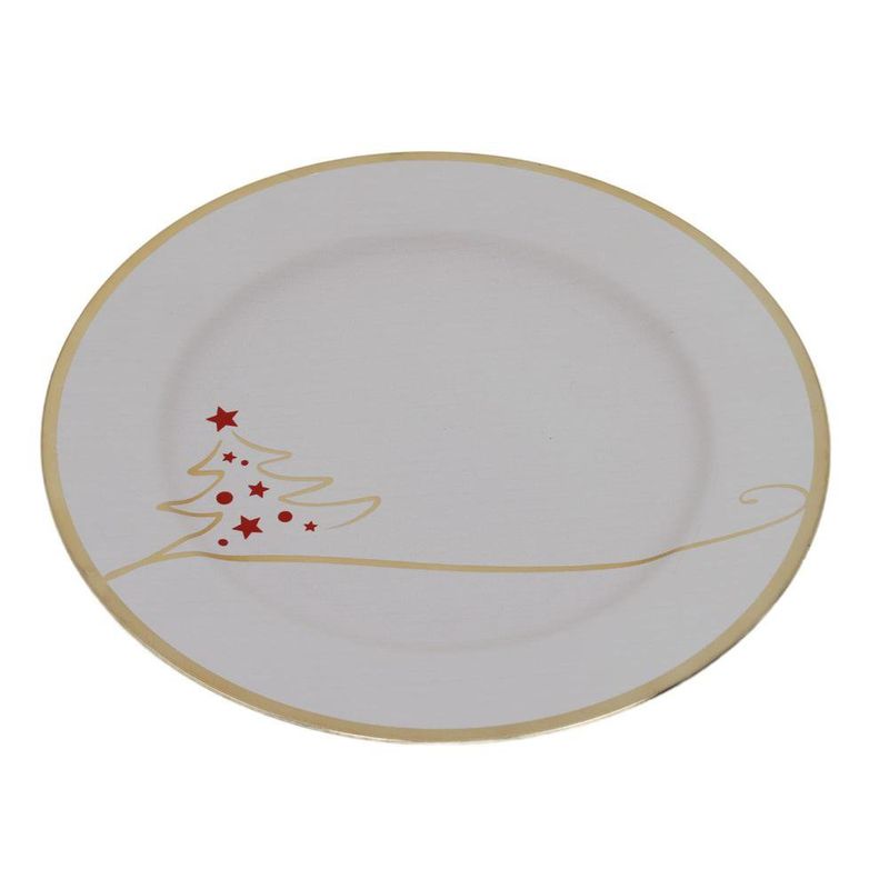 Plato Base Navideño con Diseño de Árbol Dorado 33 x 33 cm