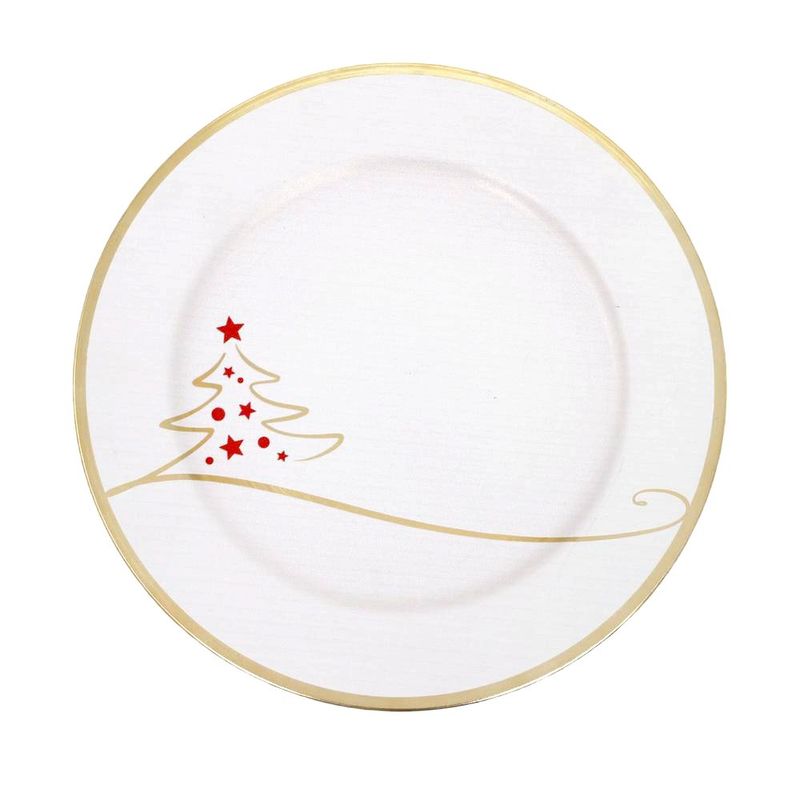 Plato Base Navideño con Diseño de Árbol Dorado 33 x 33 cm