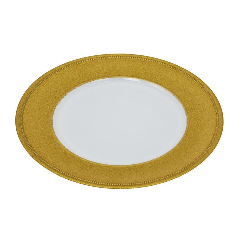 Plato Base Decorativo Borde Escarchado Dorado 33 x 33 cm
