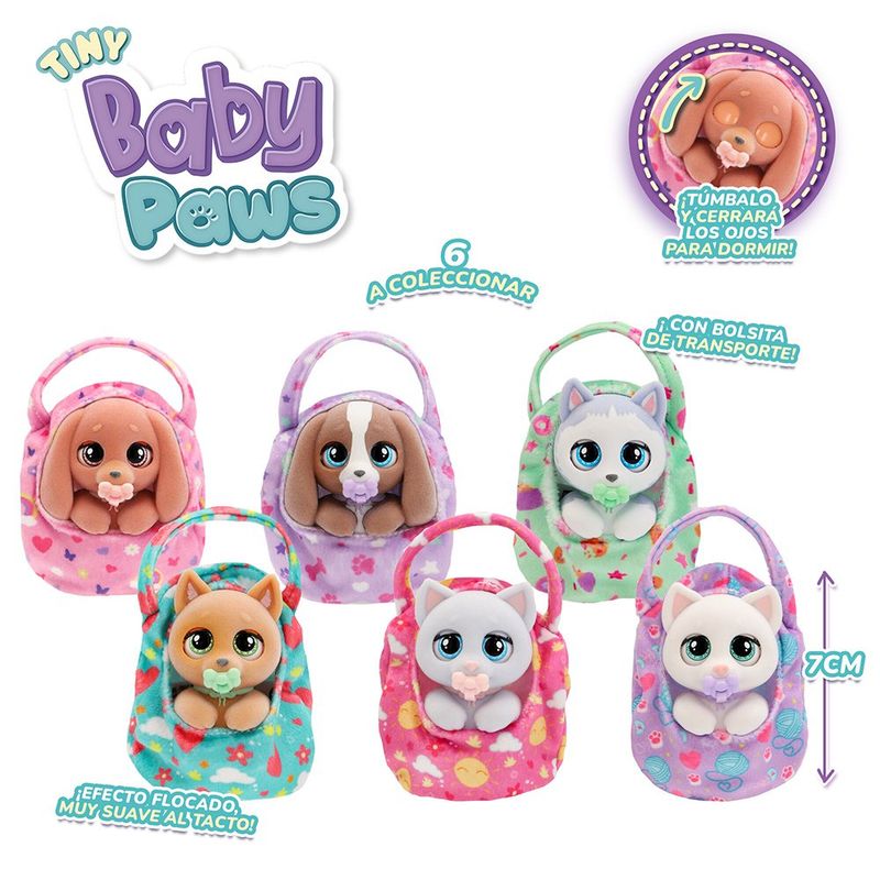 Juguete Infantil Mascota Baby Paws Tiny con Bolsa de Transporte de 7 cm - Diseños Surtidos