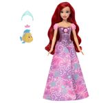Muñeca Disney Princess Ariel con Transformación de Humana a Sirena con Flounder y Accesorios