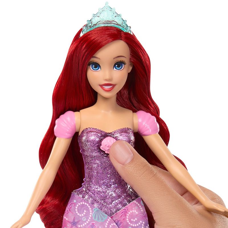Muñeca Disney Princess Ariel con Transformación de Humana a Sirena con Flounder y Accesorios