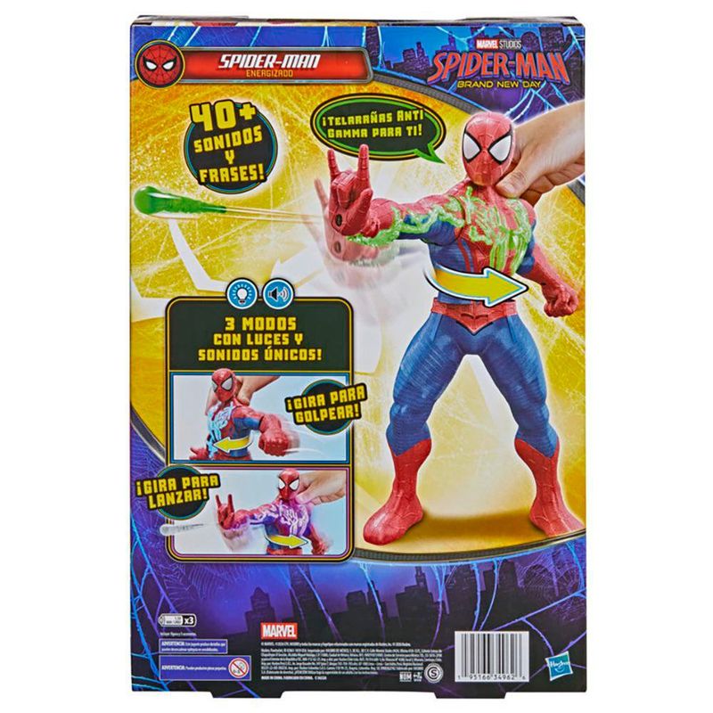Figura de Acción Spider-Man Energizado Marvel Studios Brand New Day con Luces, Sonidos y Lanzador