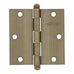 Bisagra Cuadrada de Acero Latón Antiguo 3.5 plg con Cabeza Redonda para Puertas y Muebles