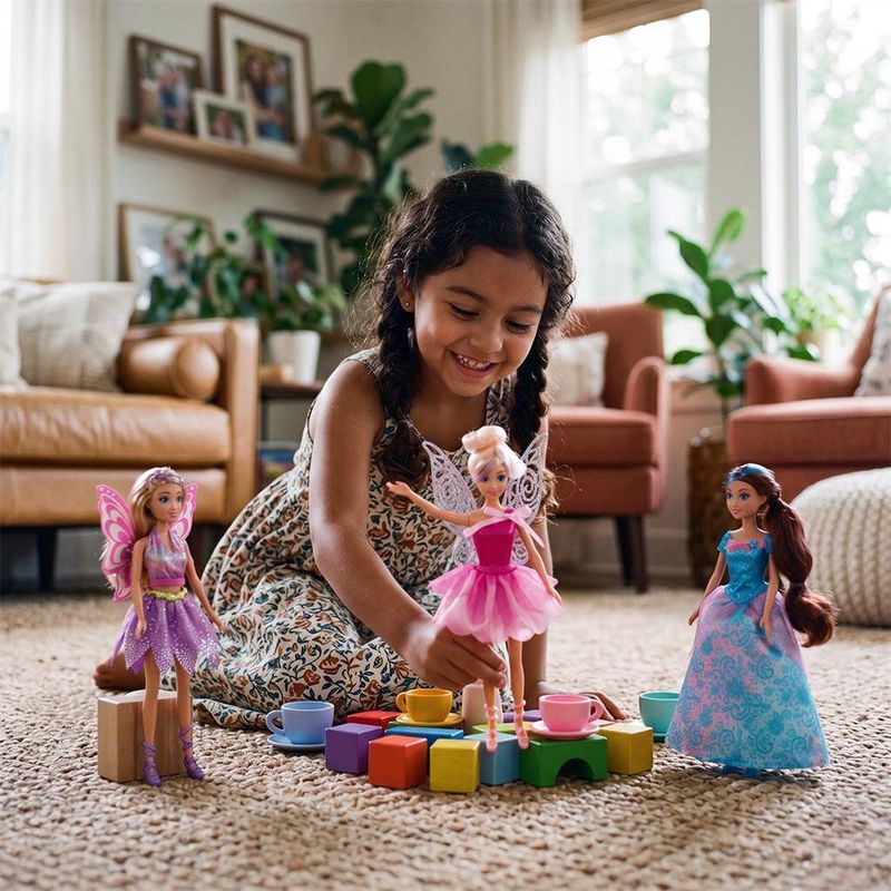 Set de 3 Muñecas Dania de 12 plg con Vestidos y Alas Fantasía Multicolor