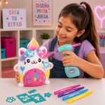 Peluche con Aerógrafo Gatito Kawaii Personalizable Color Blanco y Rosado