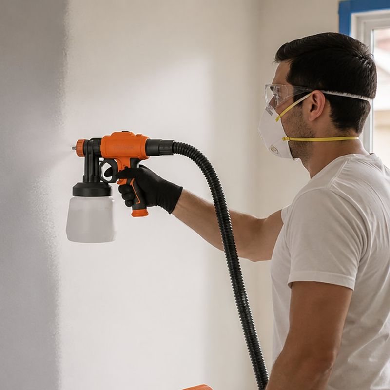 Pistola Eléctrica para Pintar HVLP 600 W con Vaso de 900 mL Color Naranja