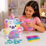 Peluche con Aerógrafo Osito Kawaii Personalizable Color Blanco y Lila