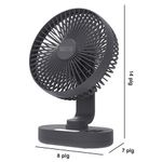 Ventilador Inalámbrico de Escritorio Recargable con Luz LED de 8 Plg Color Negro