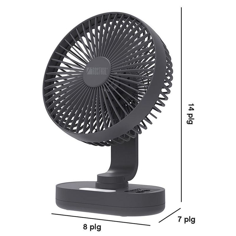 Ventilador Inalámbrico de Escritorio Recargable con Luz LED de 8 Plg Color Negro
