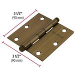 Bisagra Cuadrada de Acero Latón Antiguo 3.5 plg con Cabeza Redonda para Puertas y Muebles