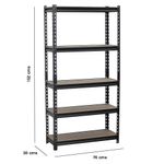 Estante Metálico con 5 Repisas de MDF 152 x 76 x 30 cm Color Negro