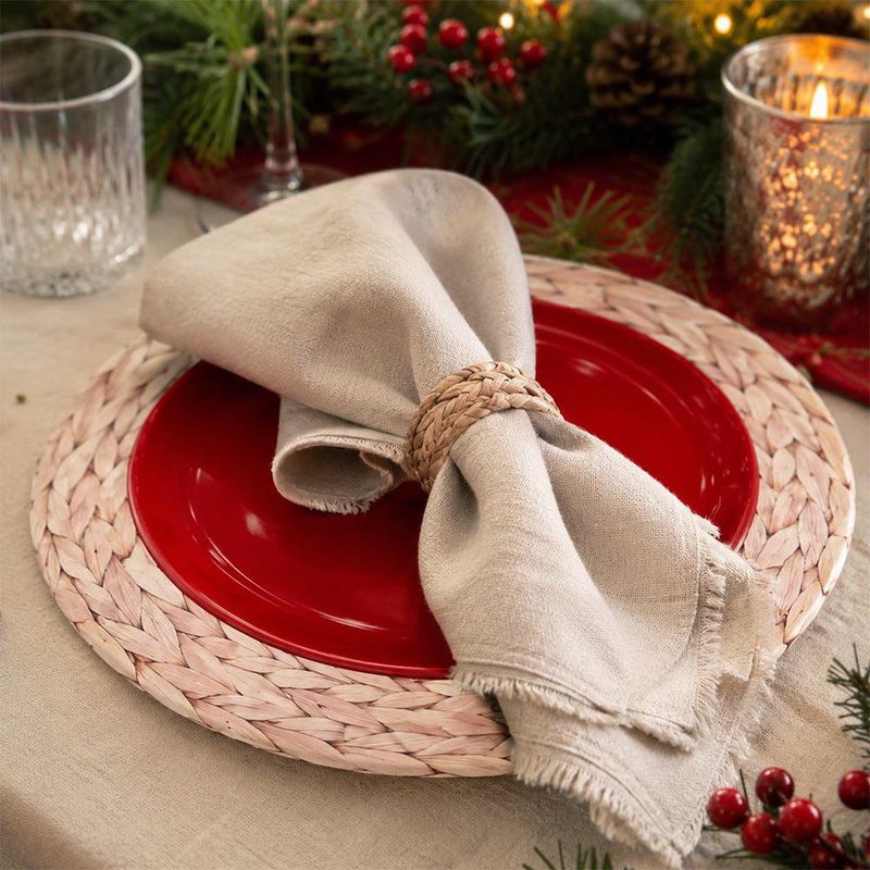 Plato Base Decorativo Trenzado 33 x 33 cm Rojo