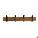 Colgador de Pared de Madera con 4 Ganchos Curvos Metálicos Color Surtido
