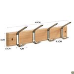 Colgador de Pared de Madera con 4 Ganchos Curvos Metálicos Color Surtido