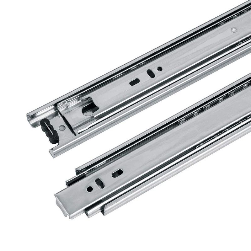 Correderas de Acero Niquelado con Balines para Cajón Extensión Total 45 cm Ancho 4.5 cm