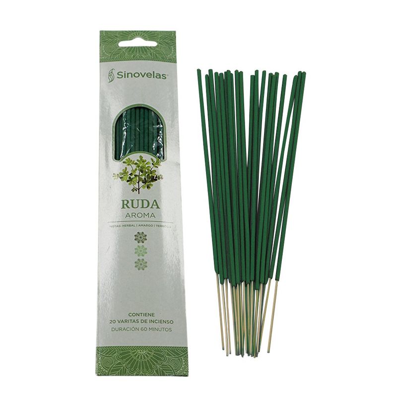 Incienso en Varitas 20 Piezas Aroma a Ruda Duración de 60 Minutos Color Verde