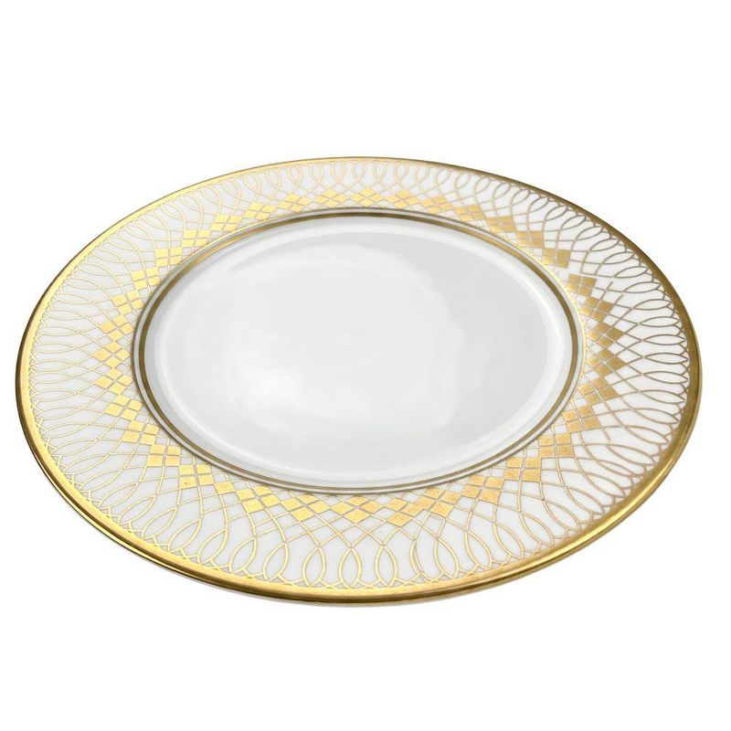 Plato Base Decorativo Calado Geométrico 33 x 33 cm Dorado