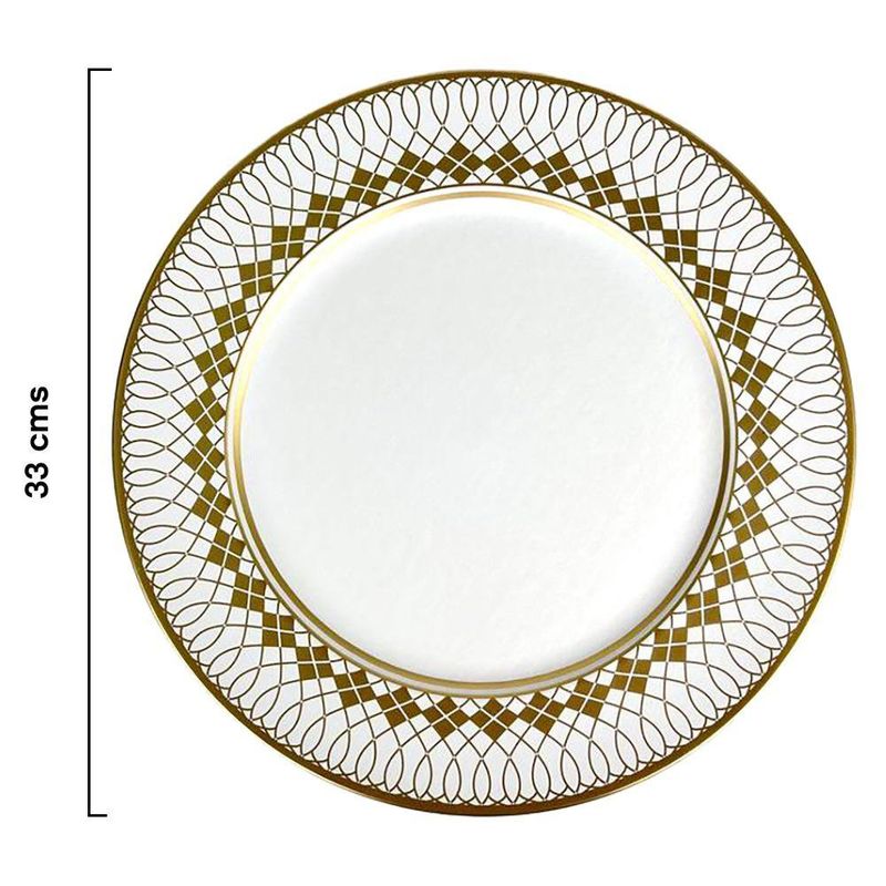 Plato Base Decorativo Calado Geométrico 33 x 33 cm Dorado
