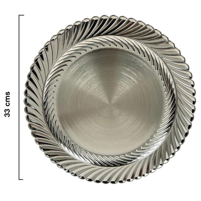 Plato Base Decorativo con Espiral Relieve 33 x 33 x 2 cm Champán
