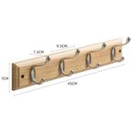 Colgador de Pared de Madera con 4 Ganchos Metálicos Color Surtido