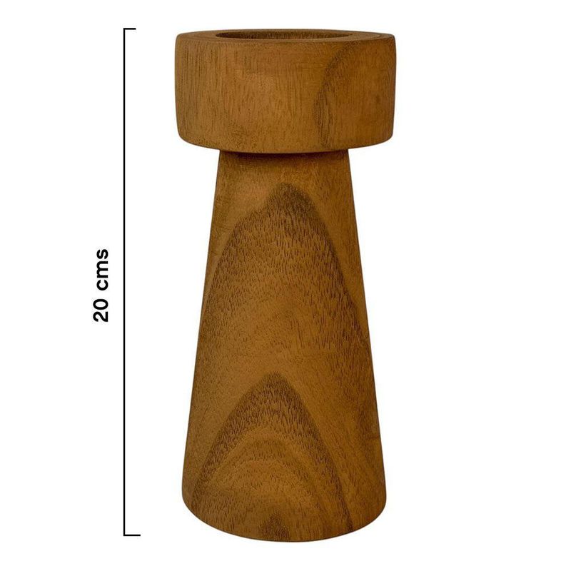 Porta Vela de Madera con Diseño de Alto Color Natural de 20 Cm