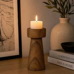 Porta Vela de Madera con Diseño de Alto Color Natural de 20 Cm