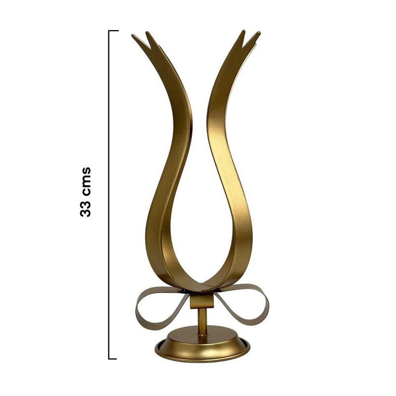 Portavelas Decorativo de Metal Dorado con Diseño Minimalista 33 cm
