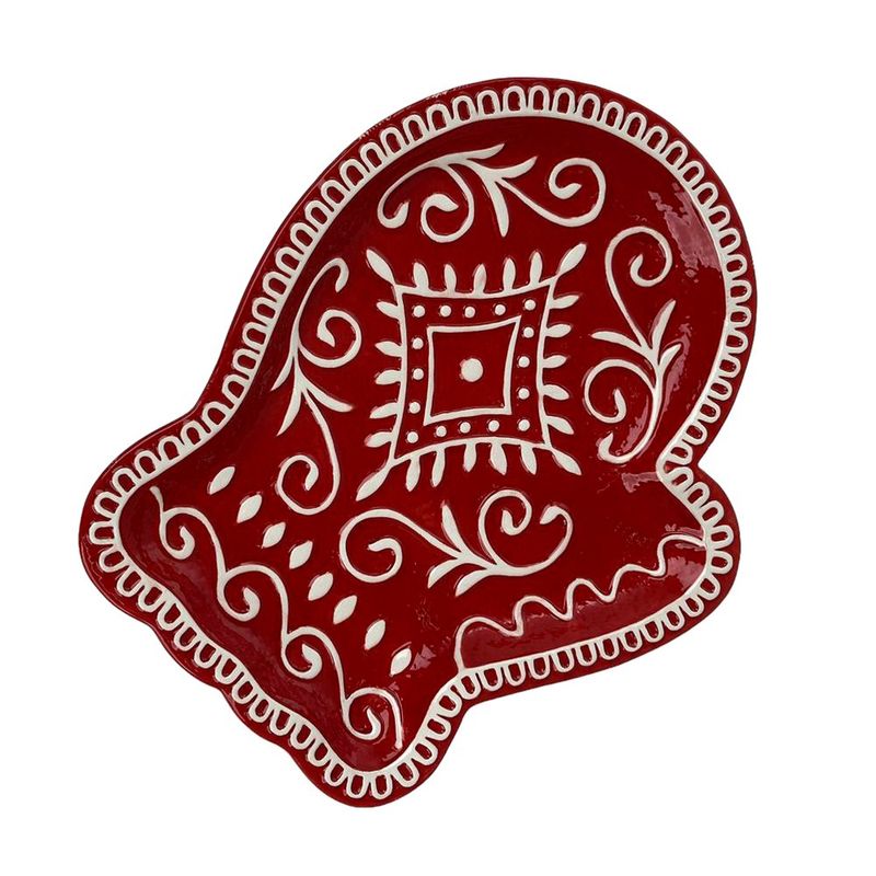 Bandeja Decorativa Guante de Jengibre Navideño Roja