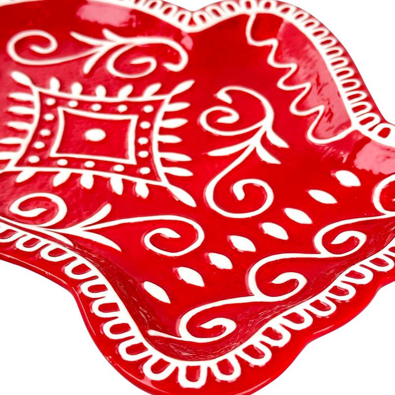 Bandeja Decorativa Guante de Jengibre Navideño Roja