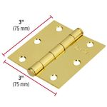 Bisagra Cuadrada de Acero Latonado 3 plg con Cabeza Plana para Puertas y Muebles
