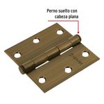 Bisagra Cuadrada de Acero Latón Antiguo 3 plg con Cabeza Plana para Puertas y Muebles