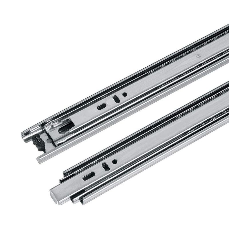 Correderas de Acero Niquelado con Balines para Cajón Extensión Total Ancho 3.5 cm