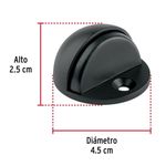 Tope Metálico Tipo Domo con Protección de Hule para Puerta Color Negro