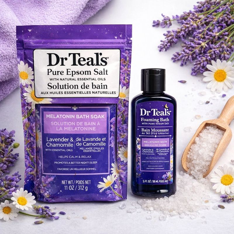 Kit para Dormir de Sal de Tina y Burbujas de Baño Aroma Lavanda y Manzanilla
